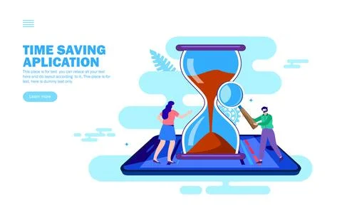 Team work for time management , application Illustrazione stock