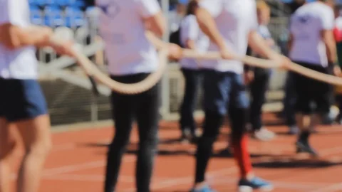 Team work together rope  challenge Stock Footage 109179436