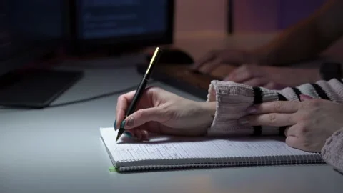 Team work of two colleagues from IT sphere and developing new software in front 스톡 동영상 151720089