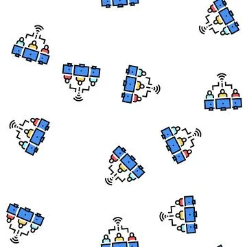 Team work wireless internet connection vector seamless pattern Stock Illustration