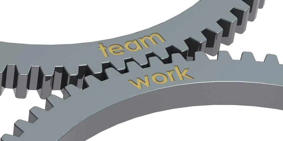 Team work word on gears 스톡 일러스트