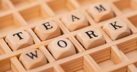Team work in wordcloud Stock Photos