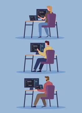 Team workers of developers web Stock Illustration
