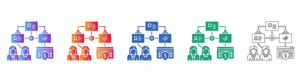 Team Workflow and Financial Security Icons Illustrazione stock