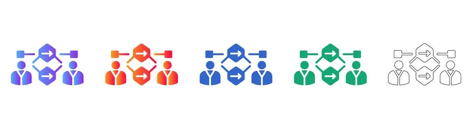 Team Workflow and Process Flow Icons Stock Illustration