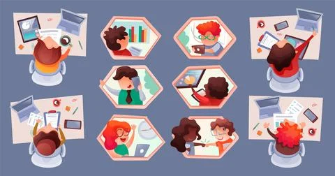 Team workflow business process, analysis data. Modern concept web banner for Illustrazione stock