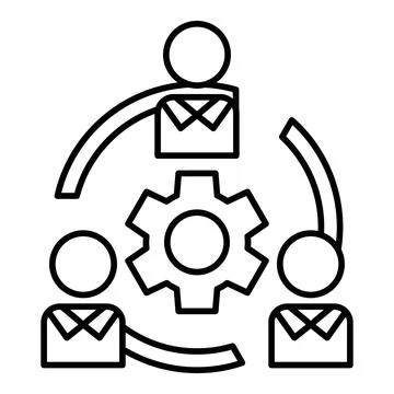 Team Workflow Line Icon Stock Illustration