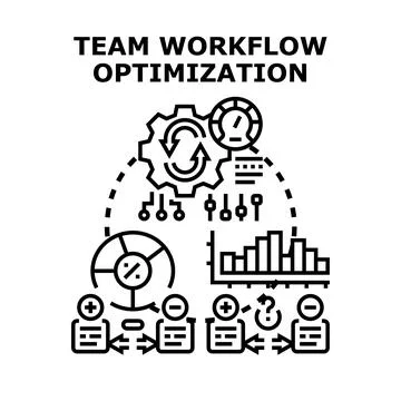Team workflow optimization improving business process efficiency Stock Illustration