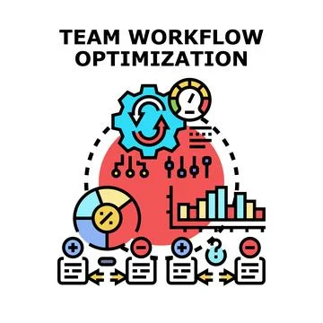 Team workflow optimization improving business process efficiency Stock Illustration