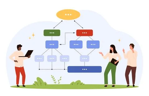 Team Workflow Planning with Flowchart Diagram Stock Illustration
