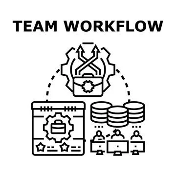 Team workflow process illustrating business collaboration development Stock Illustration