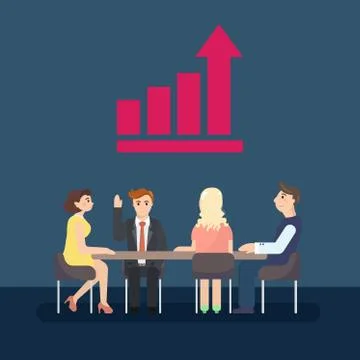 Team working and talking together on a startup business Stock Illustration