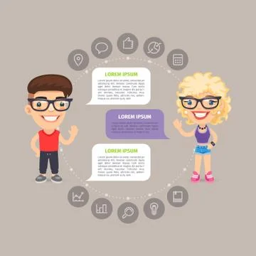 Team Working Casually Dressed Characters Stock Illustration