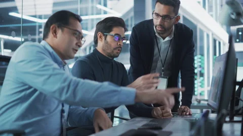 Team Working on Computer in Office Stock Footage 224519952