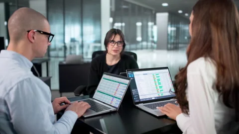Team Working On Data Analysis Report Stock Footage 326061333