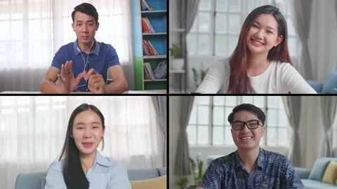 Team Working By Group Video Conference Stock Footage 153277635