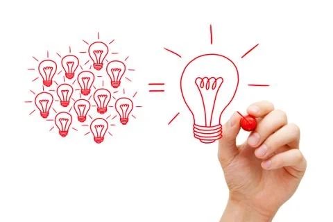 Team Working On Idea Light Bulbs Concept Stockfoto's