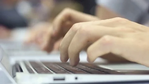 Team is working on modern notebook Stock Footage 72630568