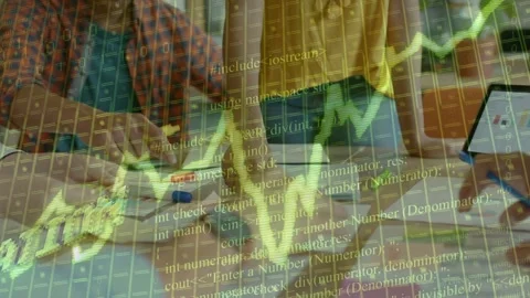 Team working over table plaid man sketching sparking finance chart or code Stock-Footage 335465474