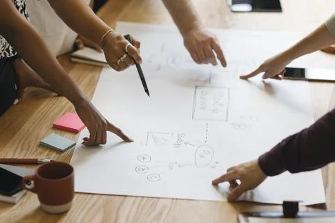 Team working on a startup business process Stock Photos