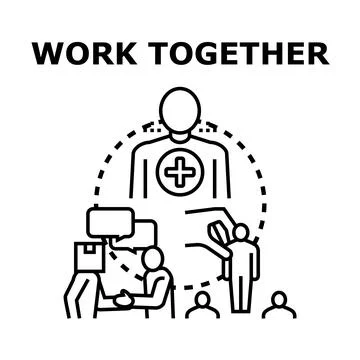 Team working together aiding development and fostering collaboration Stock Illustration