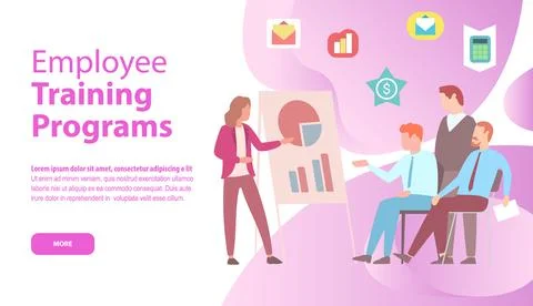 Team working together on big startup business. Employee training program landing Stock Illustration
