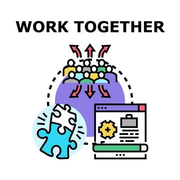 Team working together creating business development project Stock Illustration