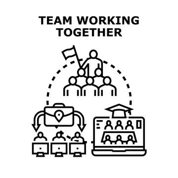 Team working together leading remote collaboration meeting Stock Illustration