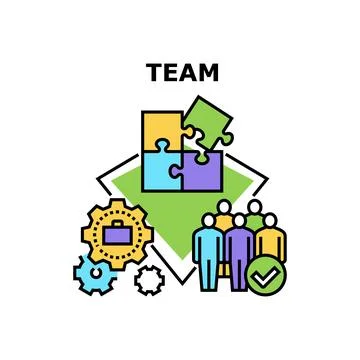 Team Working Vector Concept Color Illustration Stock Illustration