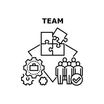 Team Working Vector Concept Color Illustration Stock Illustration