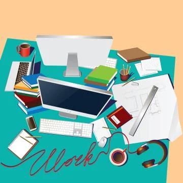 Team workplace Stock Illustration