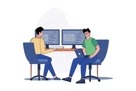 Team Writes Code Programming For App Or Website 스톡 일러스트