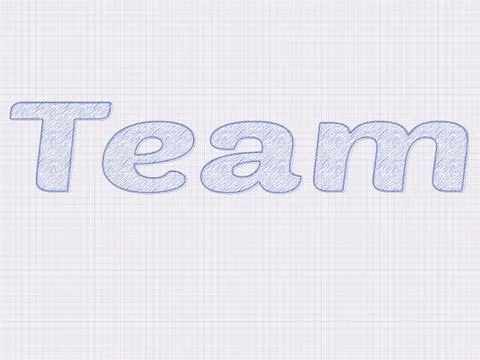 Team written as a sketch on paper Stock Illustration