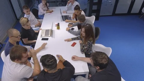 A team of young creative people found a way to solve the problem. The guys Video stock 98294478