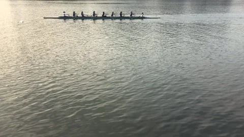 A team of young people rowing Stock Footage 143943479