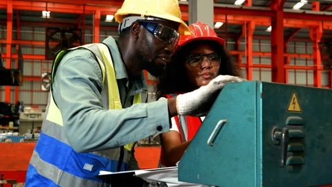 Team of Young testing auto machine with technology concept. Stock Footage 173351212