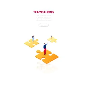 Teambuilding concept - modern isometric vector web banner Stock Illustration