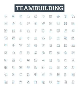 Teambuilding vector line icons set. Teamwork, Collaboration, Problem-solving イラスト素材