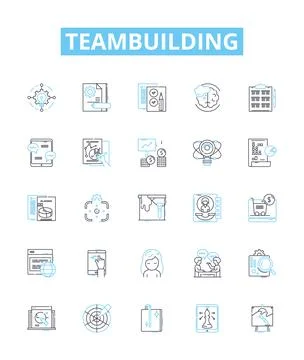 Teambuilding vector line icons set. Teamwork, Collaboration, Problem-solving 스톡 일러스트