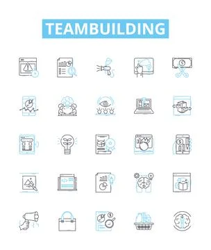 Teambuilding vector line icons set. Teamwork, Collaboration, Problem-solving 스톡 일러스트