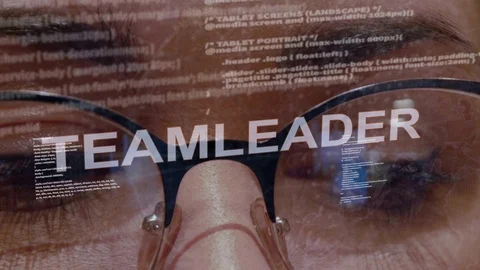 Teamleader text on female software developer Stock Footage 107970334