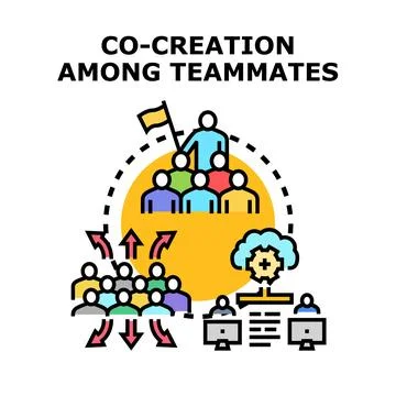 Teammates co creating business solutions and innovative development Stock Illustration