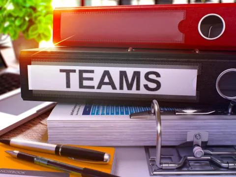 Teams on Black Office Folder. Toned Image. 3D Rendering Stock Illustration