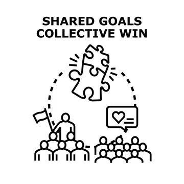 Teams collaborating achieving shared goals for collective win Stock Illustration