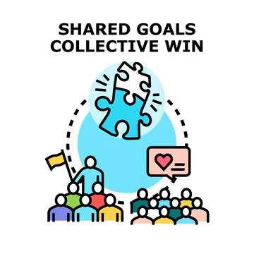 Teams collaborating achieving shared goals for collective win Stock Illustration
