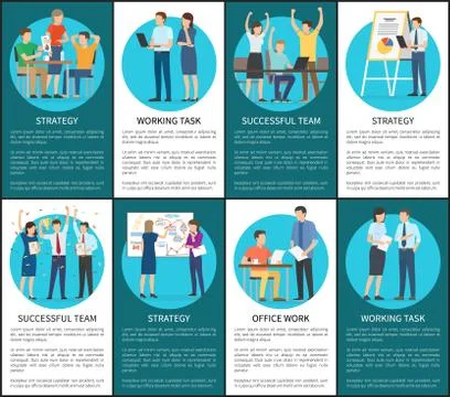 Teams Develop Working Tasks and Strategies Posters Stock Illustration