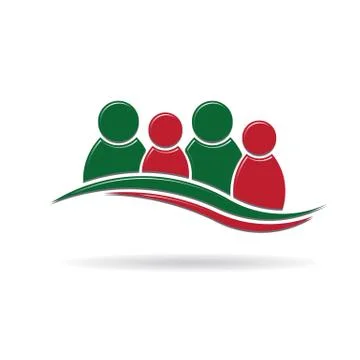 Teamwork 4 people in holiday colors Ilustração Stock