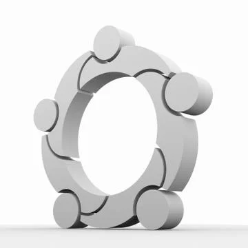 Teamwork 5 group of people. 3D icon Stock Illustration