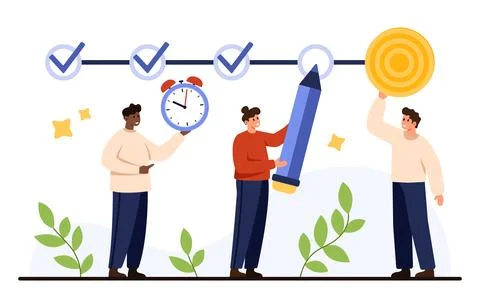 Teamwork Achieving Milestones and Reaching Goals Stock Illustration
