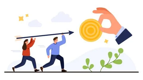 Teamwork Achieving Target and Success Concept 库存插图